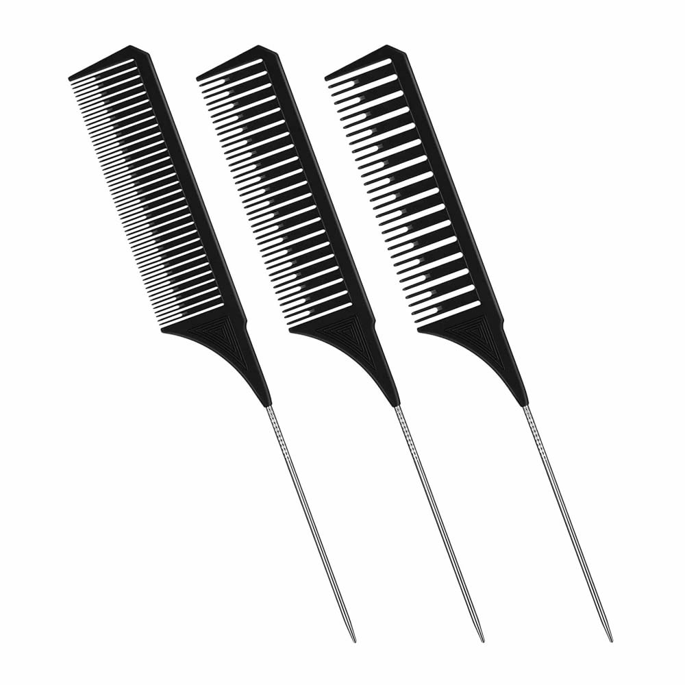 3Pcs Highlighting Combs Set Different Sizes Weaving Hair Combs Professional Rat Tail Combs Teasing Combs for Women Men Hair Styling Hair Salon