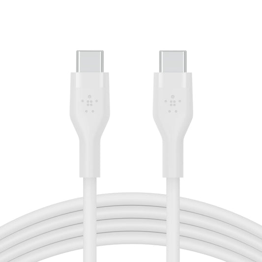 Belkin BoostCharge Flex silicone USB C charger cable, USB-IF certified USB type C to USB type C charging cable for iPhone 16, 15, Galaxy S24, S23, iPad, MacBook, Note, Pixel and more - 1m, white