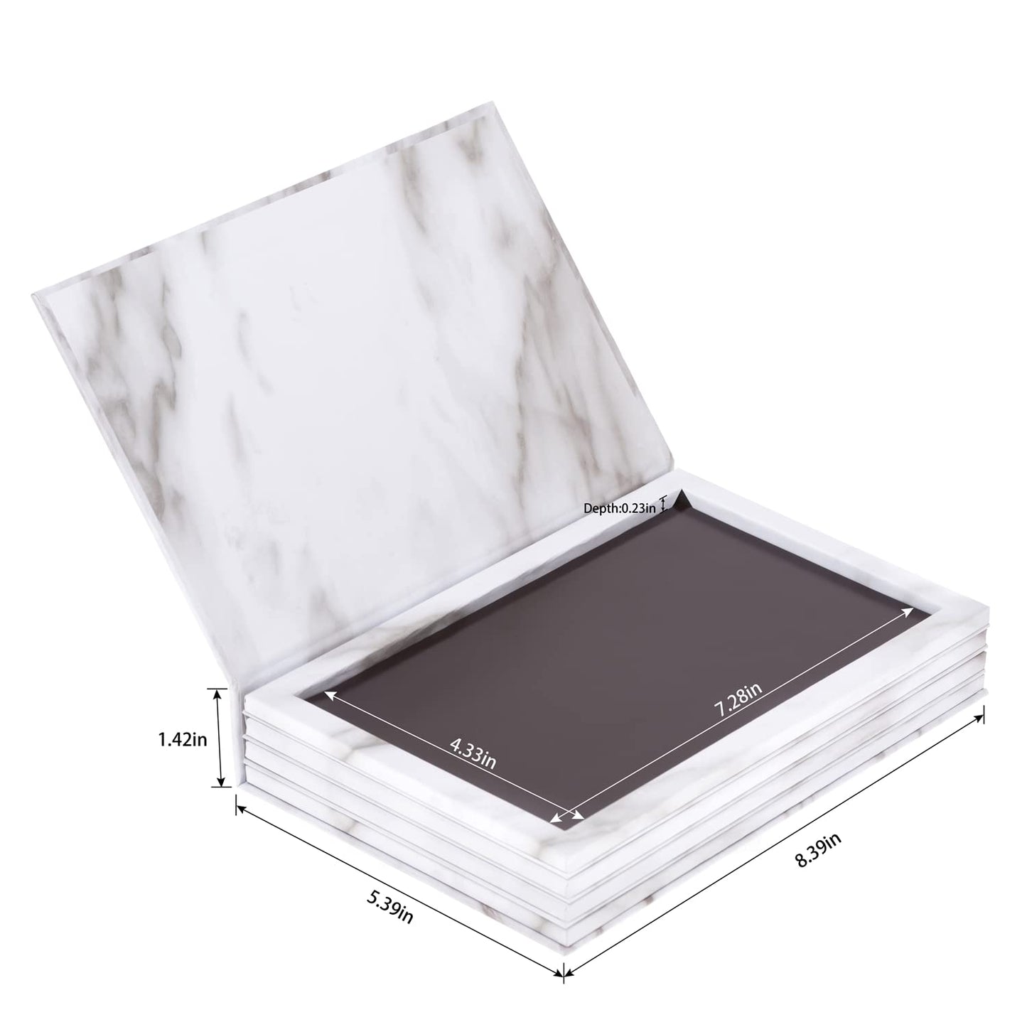 Allwon 4-Layer Book Shaped Marble Magnetic Palette Large Empty Makeup Palette Storage Box for Eyeshadow Lipstick Blush Powder (White)