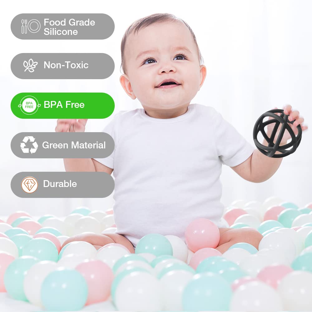 Baby Teething Toy, Silicone Teether Ball Toys for 6 Months+ Babies, BPA Free (Sage) Sage