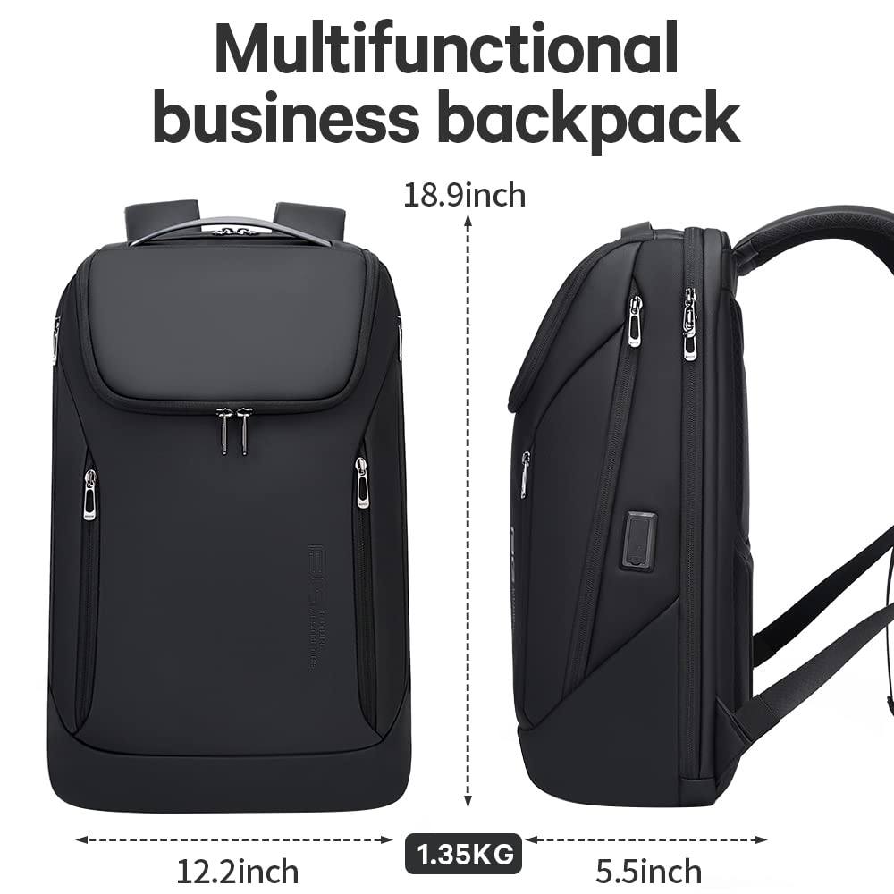 BANGE Backpack Business Smart Backpack Waterproof fit 15.6 Inch Laptop Backpack with USB Charging Port,Travel Durable Backpack M Black