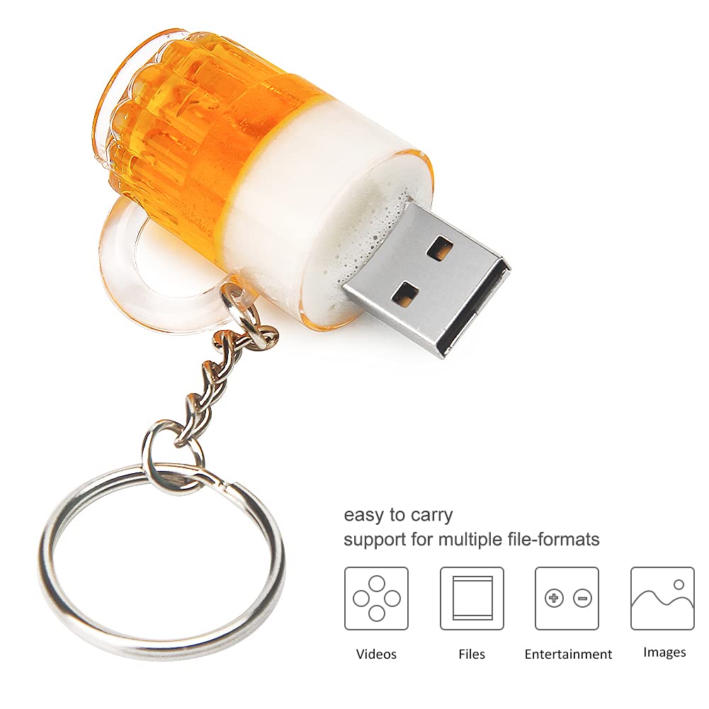 USB Flash Drive 64GB Cute Beer Mug Shaped USB Drive USB 2.0 Memory Stick Thumb Drives for External Data Storage 64GB beer mug model