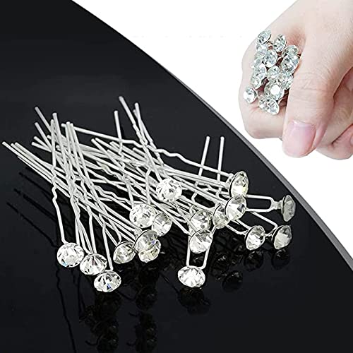 40 Pack Bridal Wedding Hair Pins Rhinestone Hair Clips Accessorie U shaped hair Clips Crystal Hair Pins Wedding Hair Accessories for Women and Girls