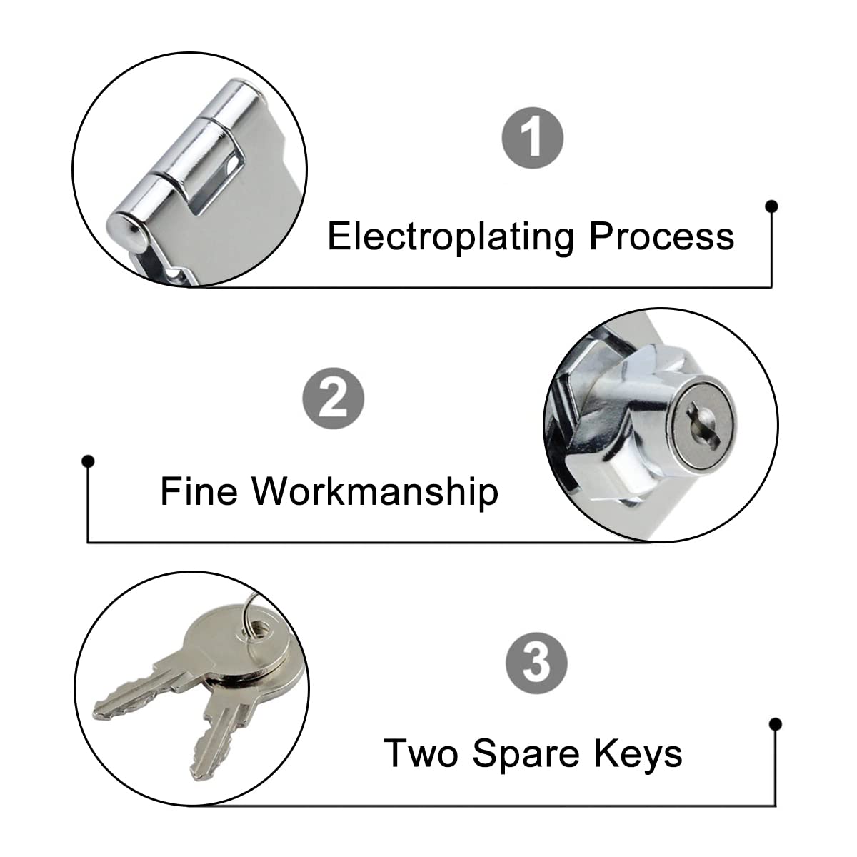 2 Sets Safety Metal Door Latch Locks Keyed Hasp Locks Door Lock Hasps with Padlocks and Keys for Cabinets, Cupboard, Drawer Gate