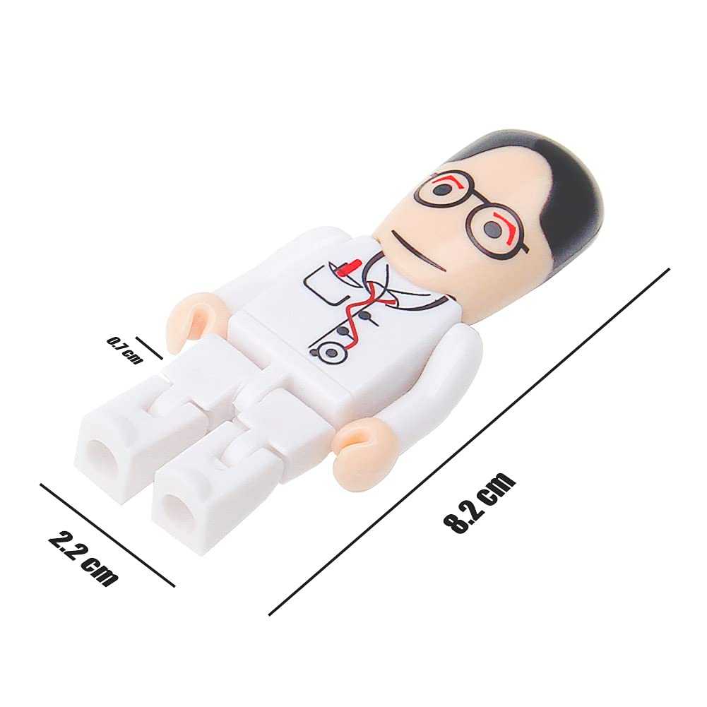 USB Flash Drive 64GB Cartoon Doctor Model USB Drives USB 2.0 Memory Stick Thumb Drive for External Data Storage, White 64GB white doctor model