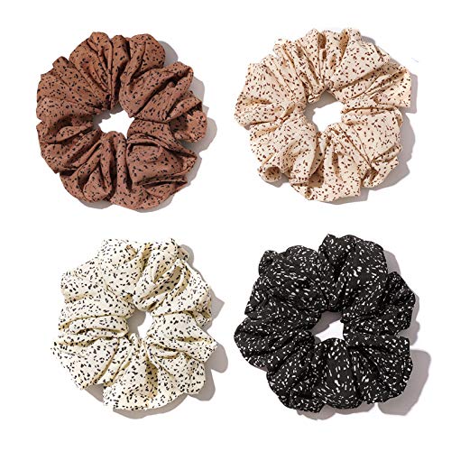 Women Girls Large satin Scrunchies XL Silk Jumbo Scrunchie for Thick long Hair Oversized Giant Scrunchy Dot Hair Ties…