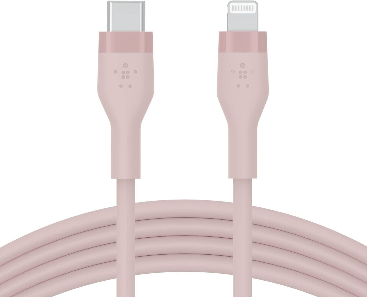 Belkin BoostCharge Flex Silicone USB Type C to Lightning Cable (1M/3.3FT), MFi Certified 20W Fast Charging PD Power Delivery for iPhone 14/14 Plus, 13, 12, Pro, Max, Mini, SE, iPad and More - Pink 1M