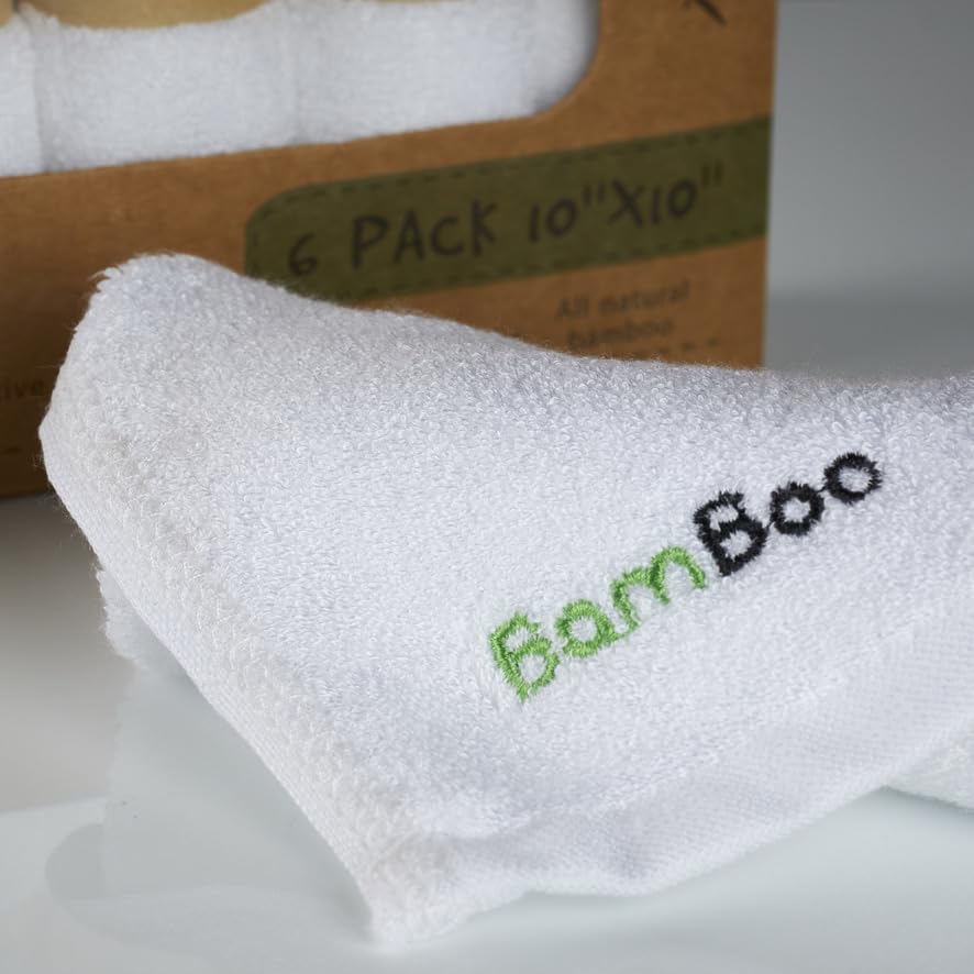 BamBoo You Luxuriously Soft Bamboo Face Cloths - Pack of 6 Baby Wash Cloths 25cm x 25cm - (500gsm) Reusable Face Flannels for Baby, Kids, Adults & Sensitive Skin