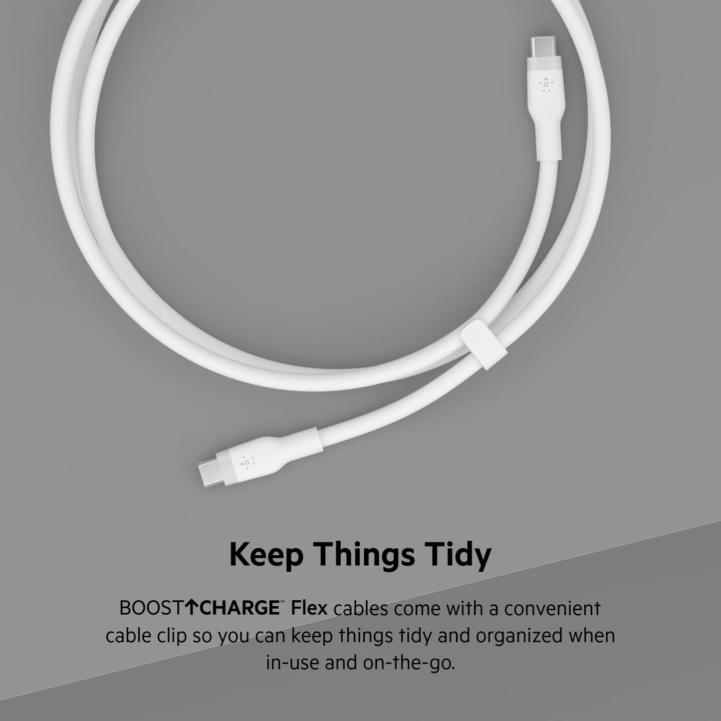 Belkin BoostCharge Flex silicone USB C charger cable, USB-IF certified USB type C to USB type C charging cable for iPhone 16, 15, Galaxy S24, S23, iPad, MacBook, Note, Pixel and more - 1m, white