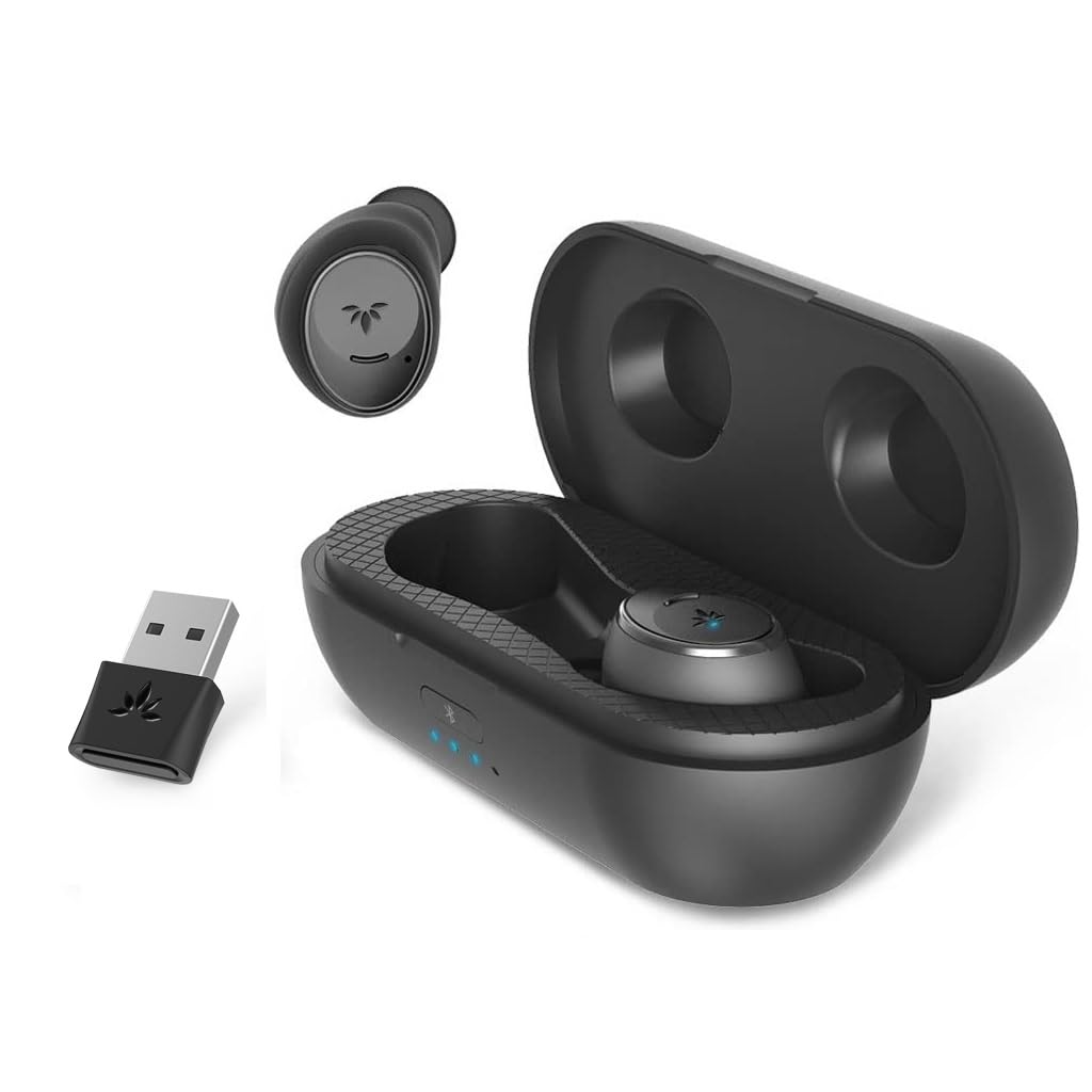 Avantree Ace 130T - Wireless Earbuds & USB Adapter for PC Laptop Computer with Passive Noise Isolation, Noise Canceling Microphone, and Bluetooth 5.2 for Connecting to Phones