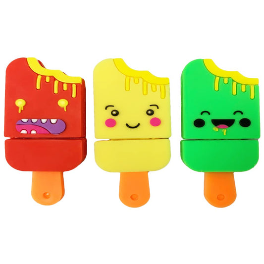 USB Flash Drive Pack of 3 Pcs (32GB x 3), BorlterClamp Cute Popsicle-Shaped Memory Stick Novelty USB Drive Pendrive 32GB x 3 Popsicle-shaped