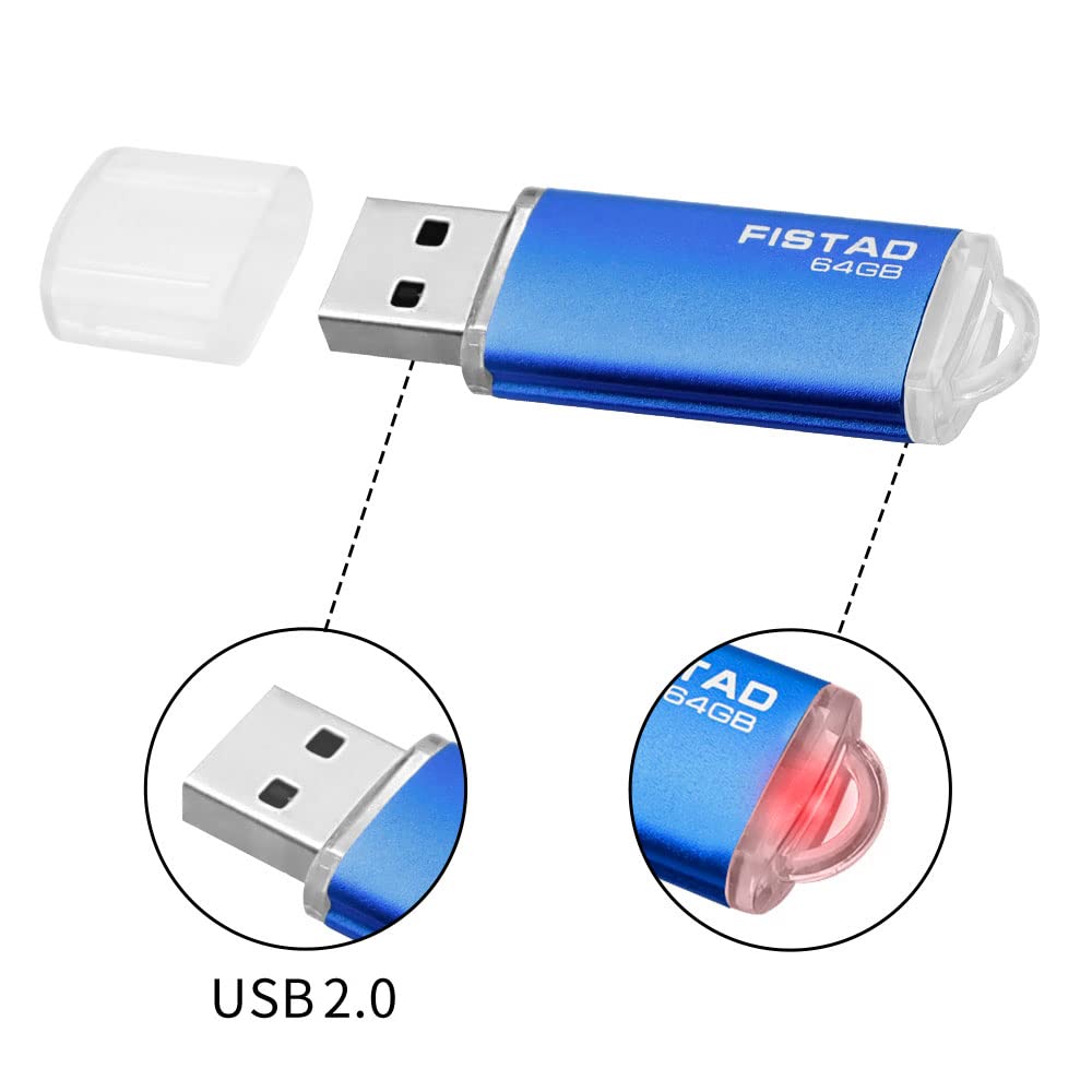 64GB USB Memory Stick USB 2.0 Flash Drive Thumb Drive Pen Drive - Blue TY-64GB-blue