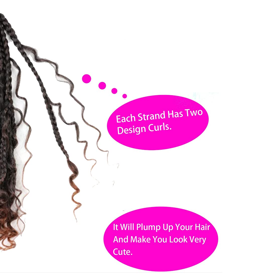 WoWCFyyds 8 Packs Crochet Braids Hair Extensions 14 inch Goddess Box Braids Crochet Hair Bohemian Hippie Braids Extensions with Curly Ends Synthetic Crochet Hair Extension for Black Women（1B/30） 1B/30 14Inch