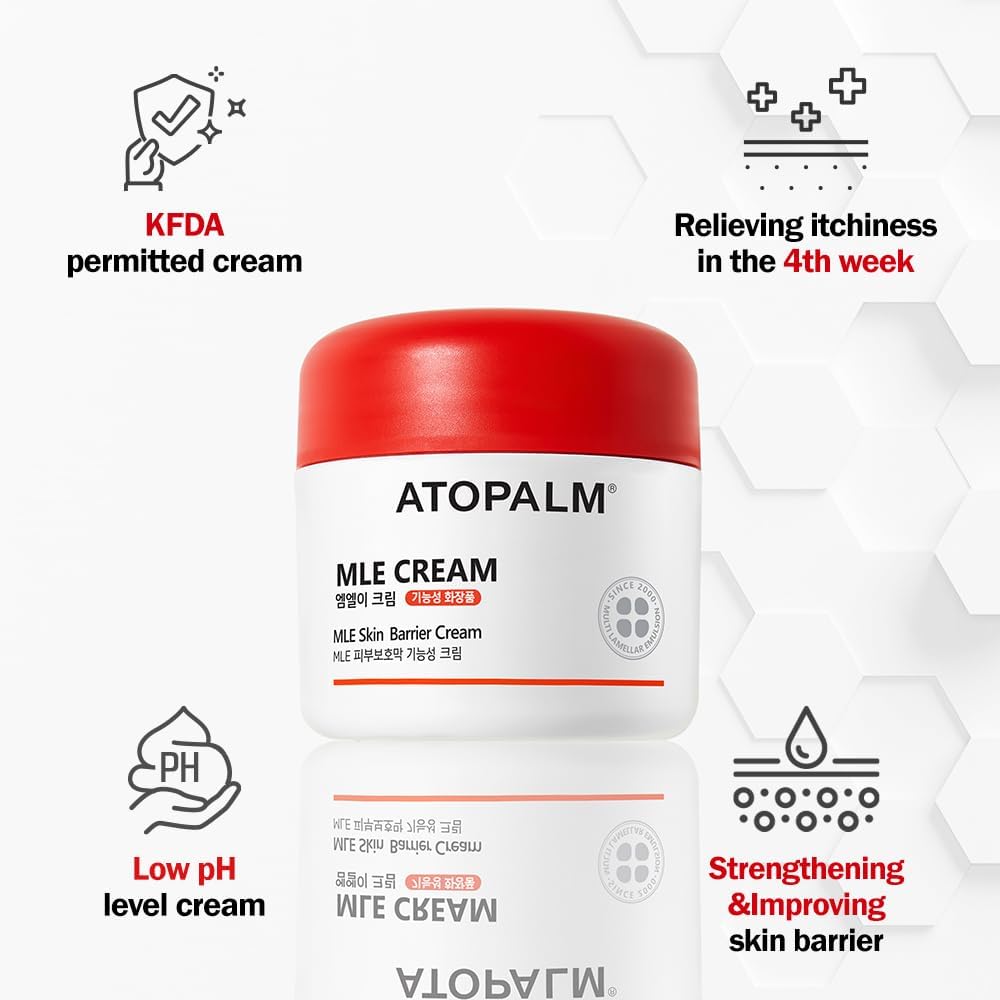 ATOPALM MLE Cream(2.2 Fl Oz) for Sensitive Skin, 48 Hrs Long Hydration, Strengthening Skin Barrier, Redness, Eczema, Ceramide, Babies to Adults, EWG Green Grade, 65ml 65 g (Pack of 1)