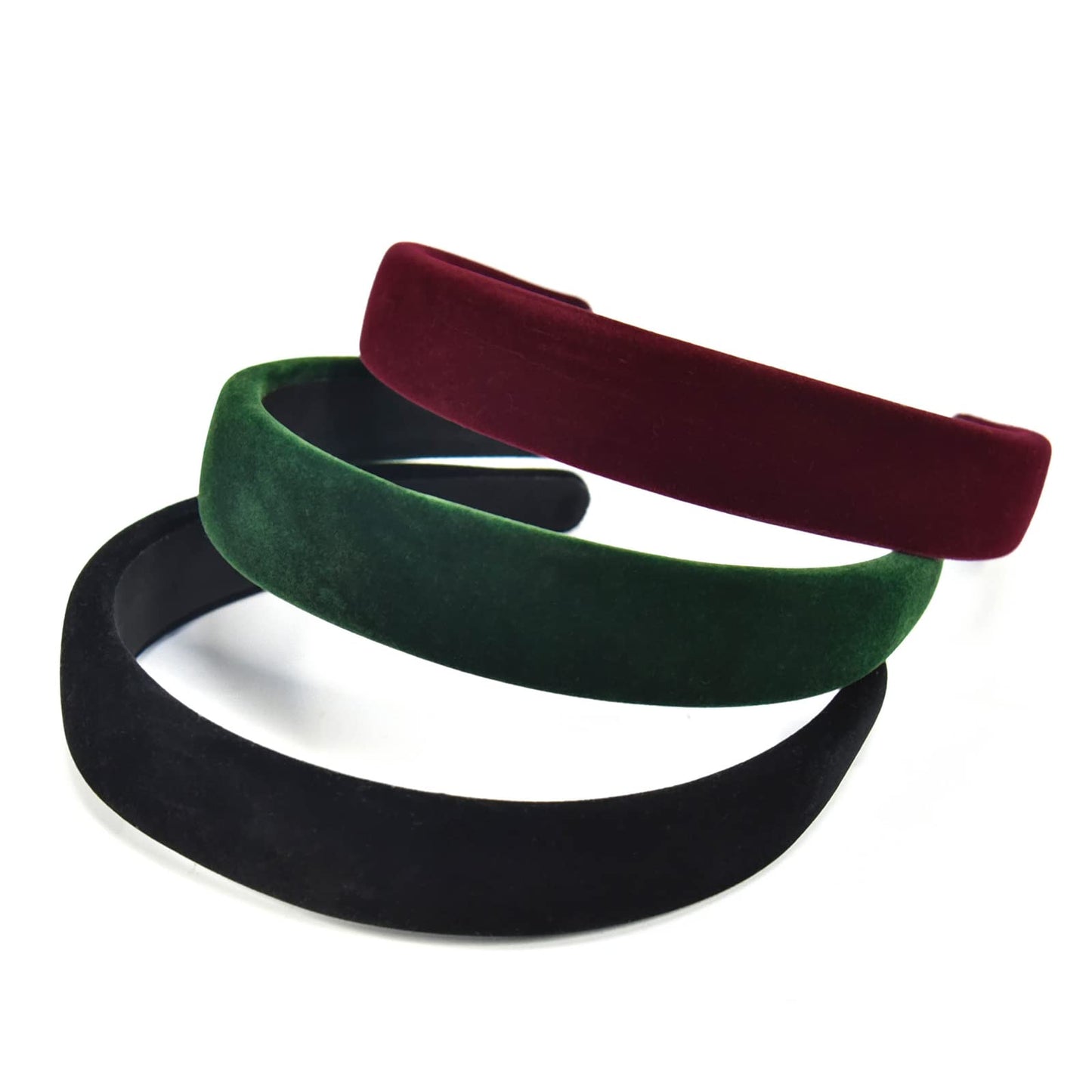 Velvet Wide Headbands for Women Soft Head Band for Women Girls Fashion No Slip Headband Hair Accessories (Black Red Green) 01-Red Green Back