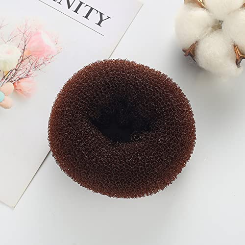 6 Pcs Hair Donut Hair Doughnut brown Bun Doughnut Brown Rings for Hair with 20 Pcs U-Shaped Hair Pins for Girls Kids and Women