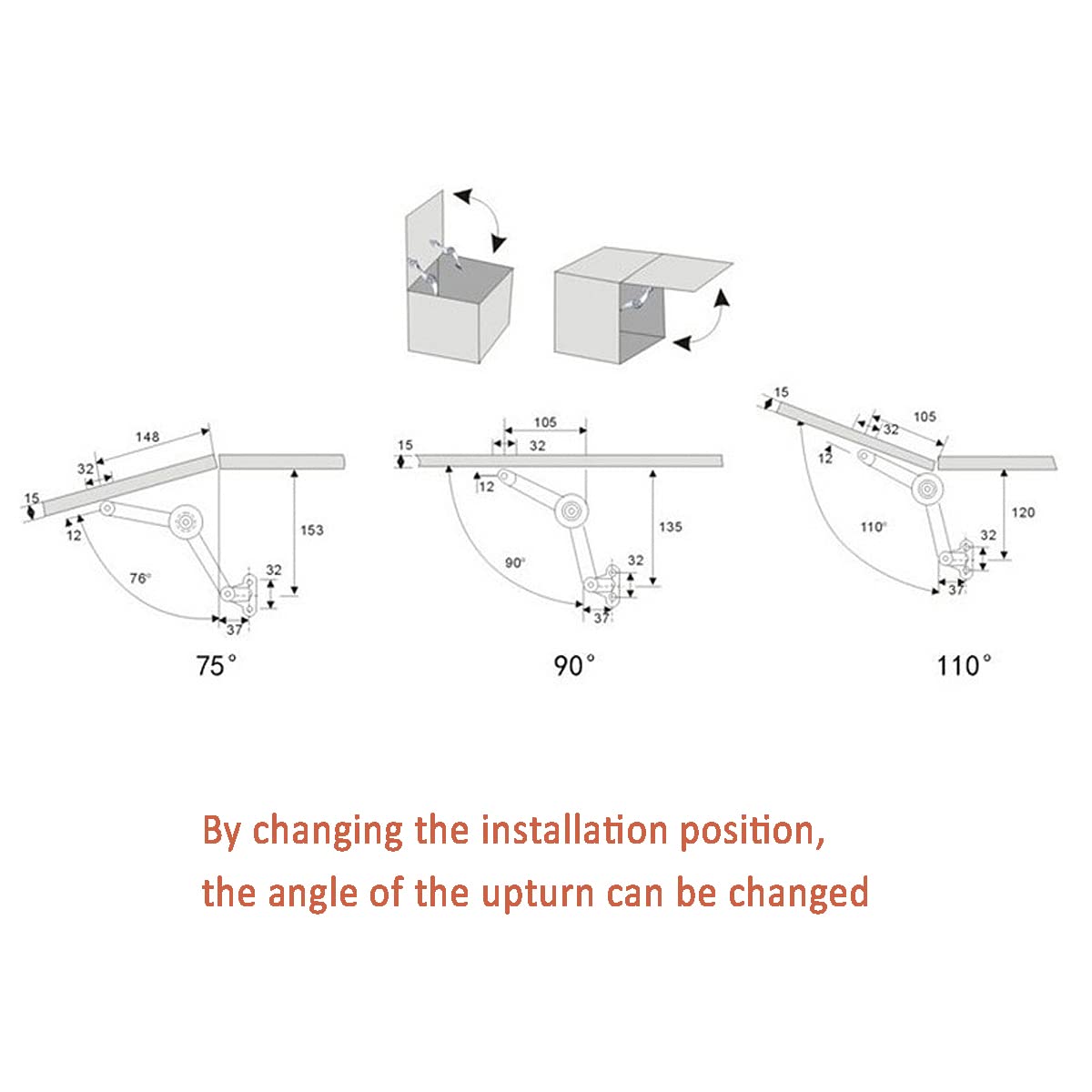 2 Pcs Soft Closing Lid Panel Support Hinges Stay,Can Be Stopped at Will,Folding Cover Support,Used for Heavy Duty Clamshell Hinges for Cabinet Cover,Wall Cabinet Door and Box Cover