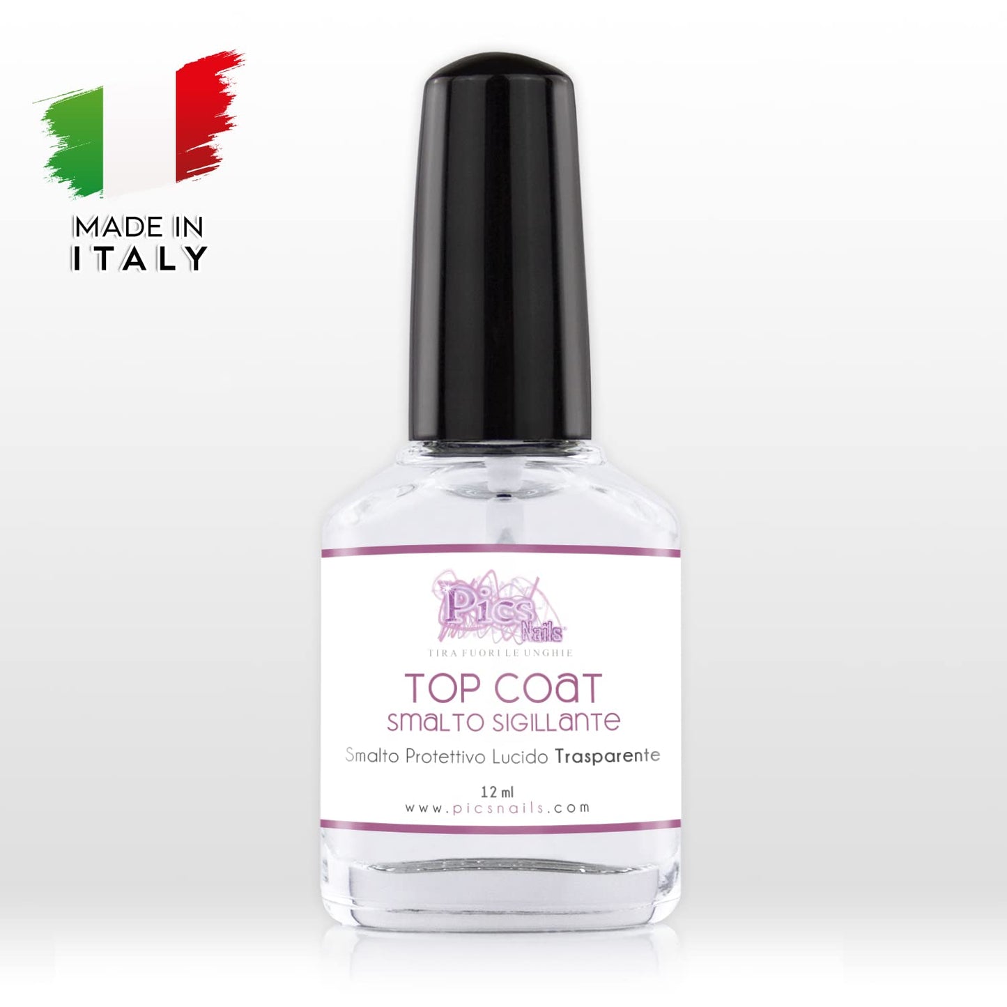 Top Coat Glossy Nail Polish 12 ml - Quick Drying, Glossy, Transparent Polish for Long-Lasting Manicure and Pedicure, No UV Lamp Needed, Manucurist Top Coat