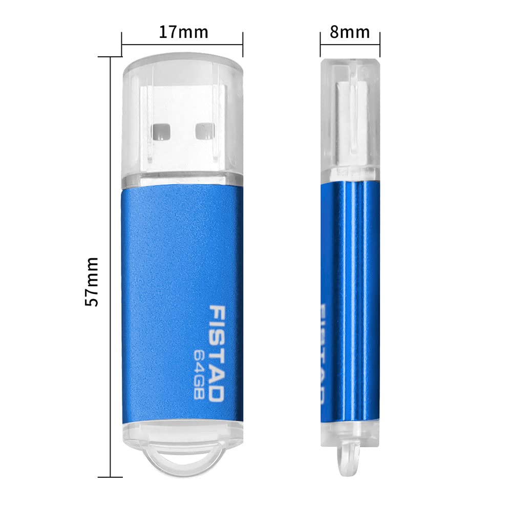 64GB USB Memory Stick USB 2.0 Flash Drive Thumb Drive Pen Drive - Blue TY-64GB-blue