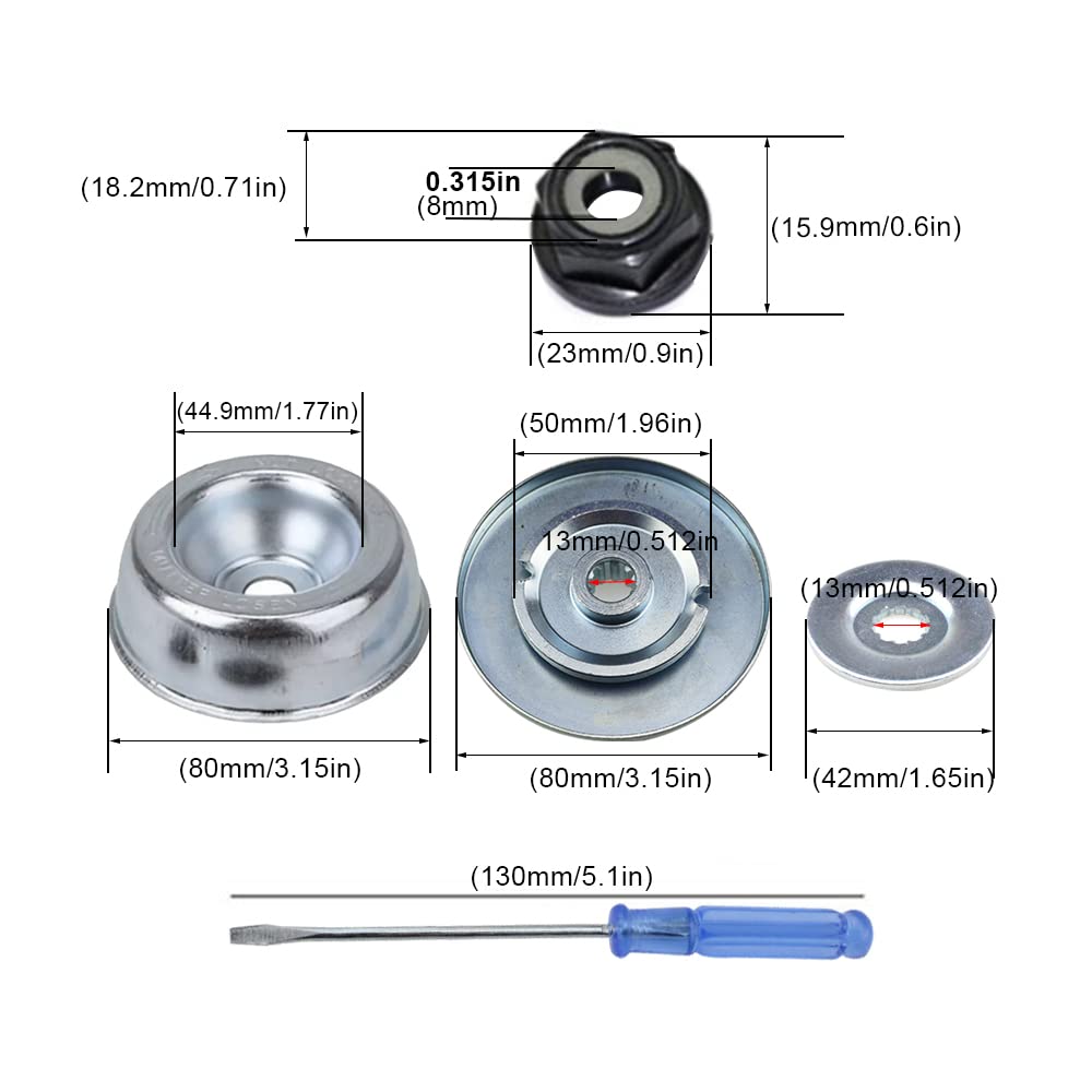 YPLonon Lawnmower Stihl Blade Adapter Kit 5PCS Brushcutter Strimmer Solid Blade Thrust Washer Rider Plate Collar Nut Screwdriver Blade Replacements Adapter Maintenance Kit for Trimmers Brush Cutter