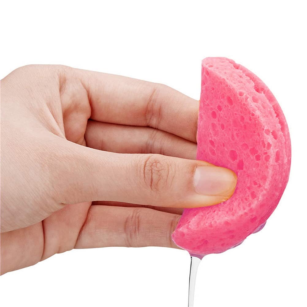 60 Pcs Compressed Facial Sponge, 60mm/2.4 Inch Natural Wood Pulp Cotton Facial Washing Sponge for Facial Cleansing, Exfoliating Mask, Makeup Removal(Round, Pink+White) (Pink)