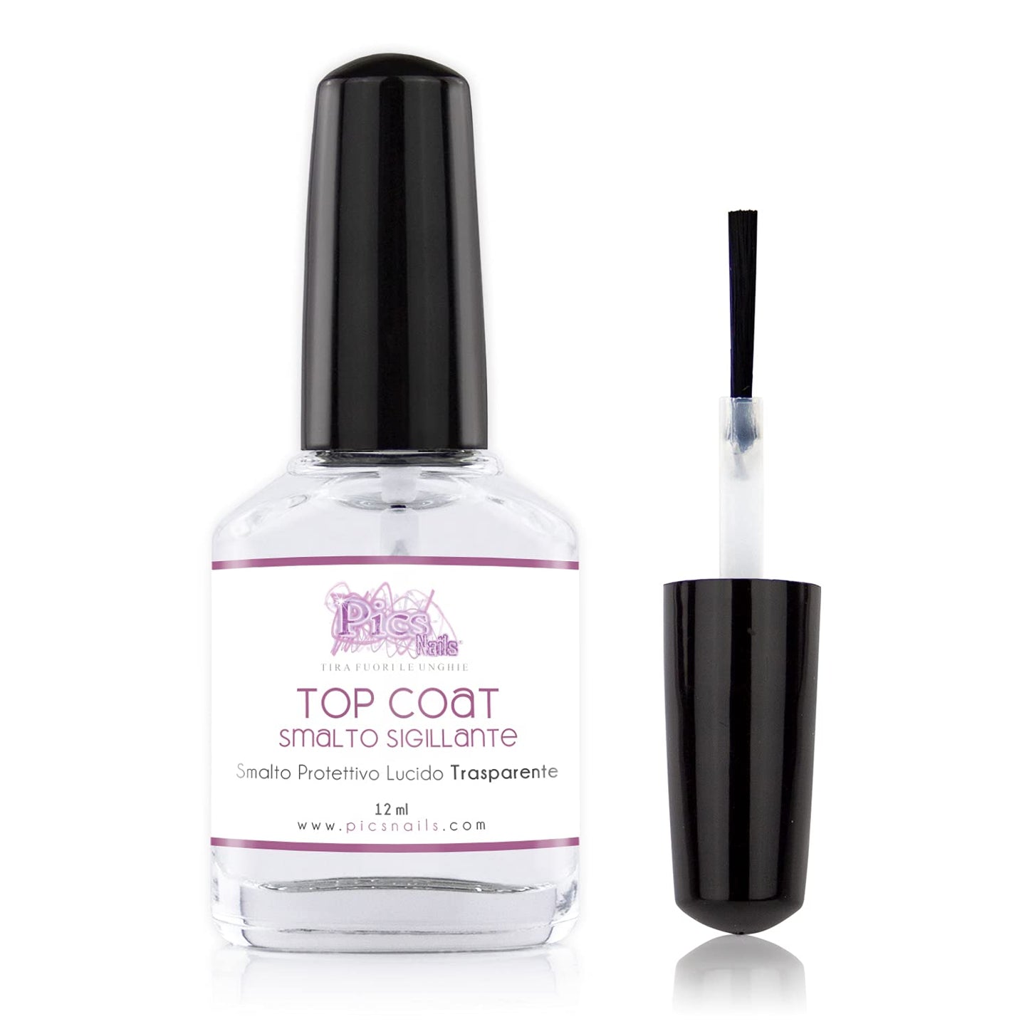 Top Coat Glossy Nail Polish 12 ml - Quick Drying, Glossy, Transparent Polish for Long-Lasting Manicure and Pedicure, No UV Lamp Needed, Manucurist Top Coat