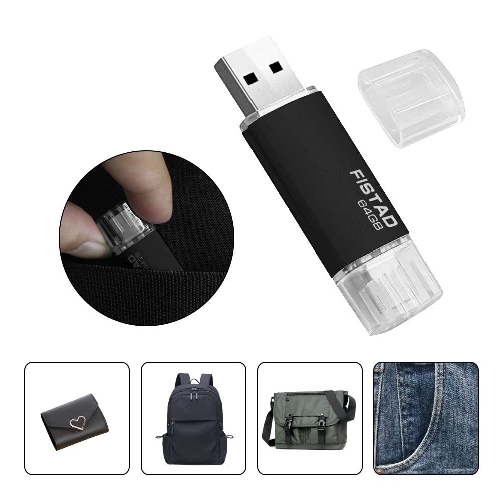 64GB USB Memory Stick USB 2.0 OTG Flash Drive Thumb Drive Pen Drive - Black OTG-64GB-black