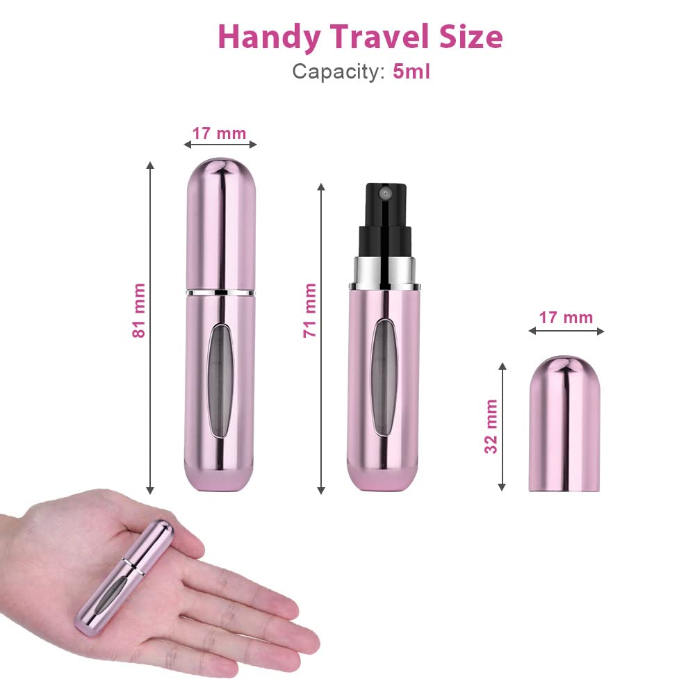 ACWOO 5ML Perfume Atomiser Bottles, 5 PCS Refillable Fine Mist Spray Bottles, Mini Travel Perfume Atomizer, Underfill Empty Travel Bottle Portable Purse Spray Bottle for Men and Women 5ml Self-pump