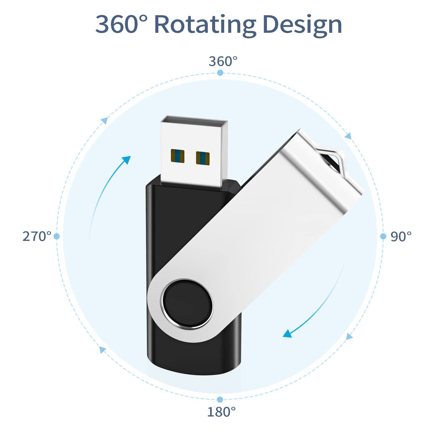 32GB USB 3.0 Flash Drive 5 Pack, KOOTION USB 3.0 Memory Stick with LED Indicator Swivel Thumb Drives Bulk U Disk 32GB Pendrive Jump Drive Zip Drive for Data Storage (32GB, 5 Pack, Black)