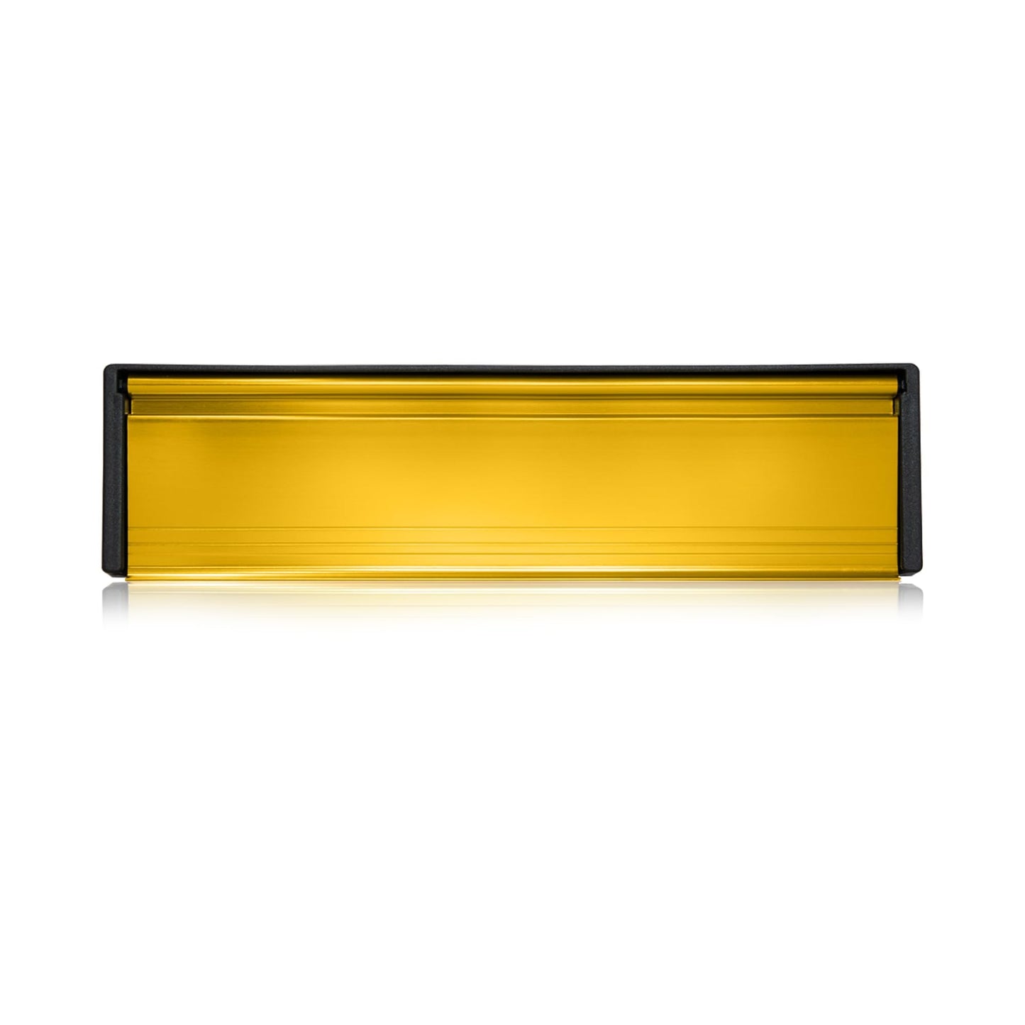 Xfort MailPlate 12" Letterplate Satin Brass, Premium Draught Proof Postal Letterbox, Telescopic Sleeved Letter Box for uPVC Doors with 20-40mm Door Thickness. Satin Brass / Black