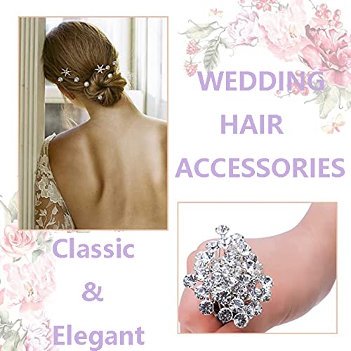 40 Pack Bridal Wedding Hair Pins Rhinestone Hair Clips Accessorie U shaped hair Clips Crystal Hair Pins Wedding Hair Accessories for Women and Girls