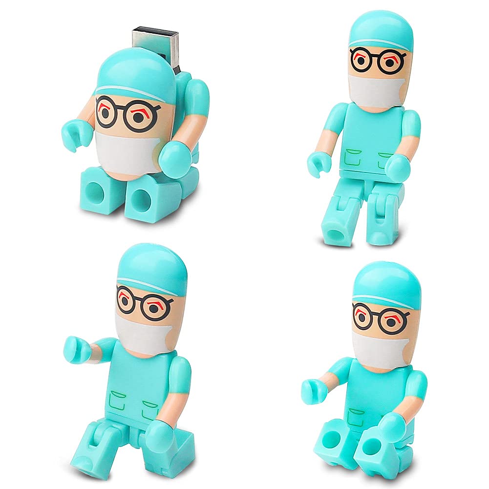 USB Flash Drive 32GB Cartoon Doctor Model USB Drives USB 2.0 Memory Stick Thumb Drive for External Data Storage, Green 32GB green doctor model