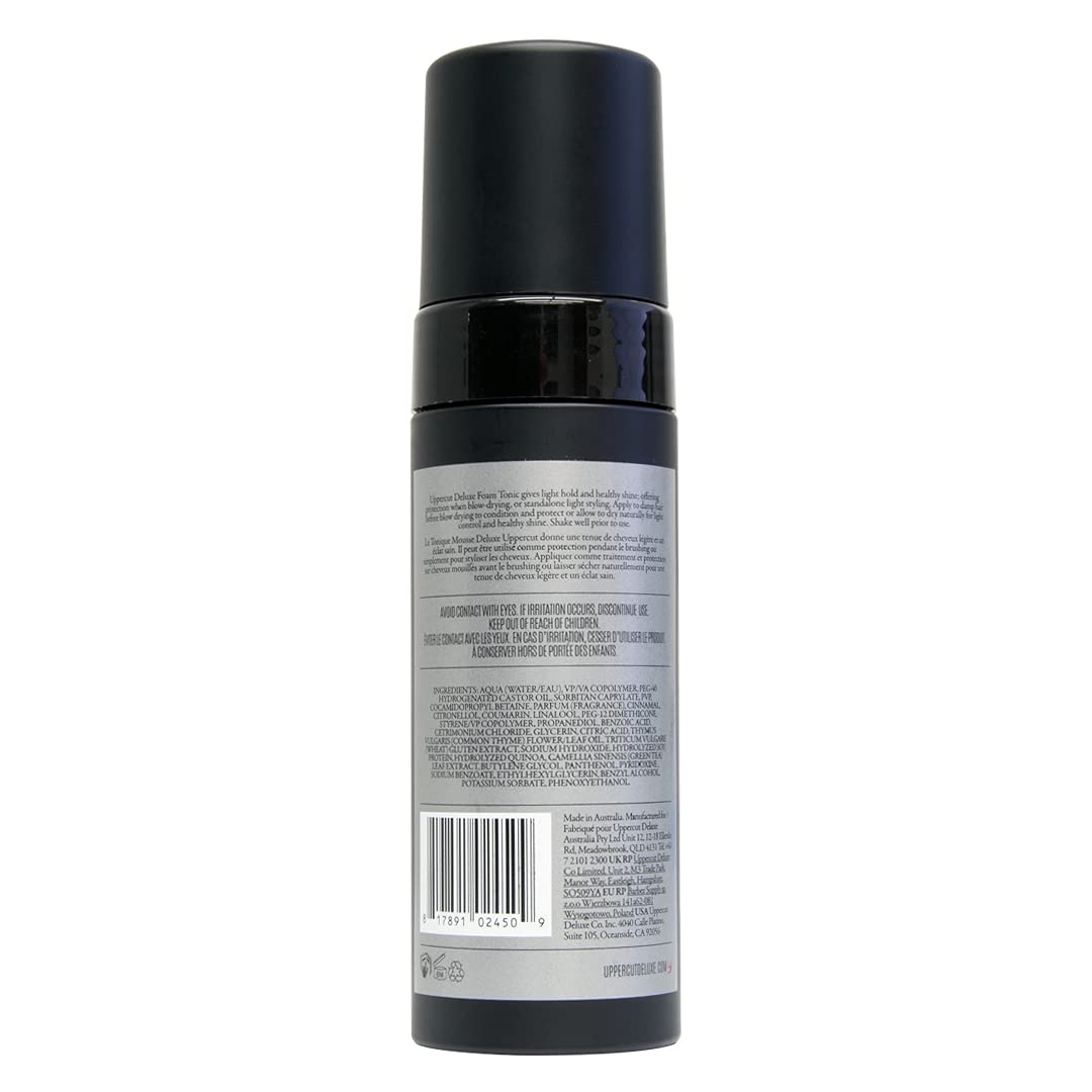 Uppercut Deluxe Foam Tonic, Light Hold and Light Shine Hair Mousse, Use as a Styling Product or Heat Protection, Suitable For All Hair Types 150g