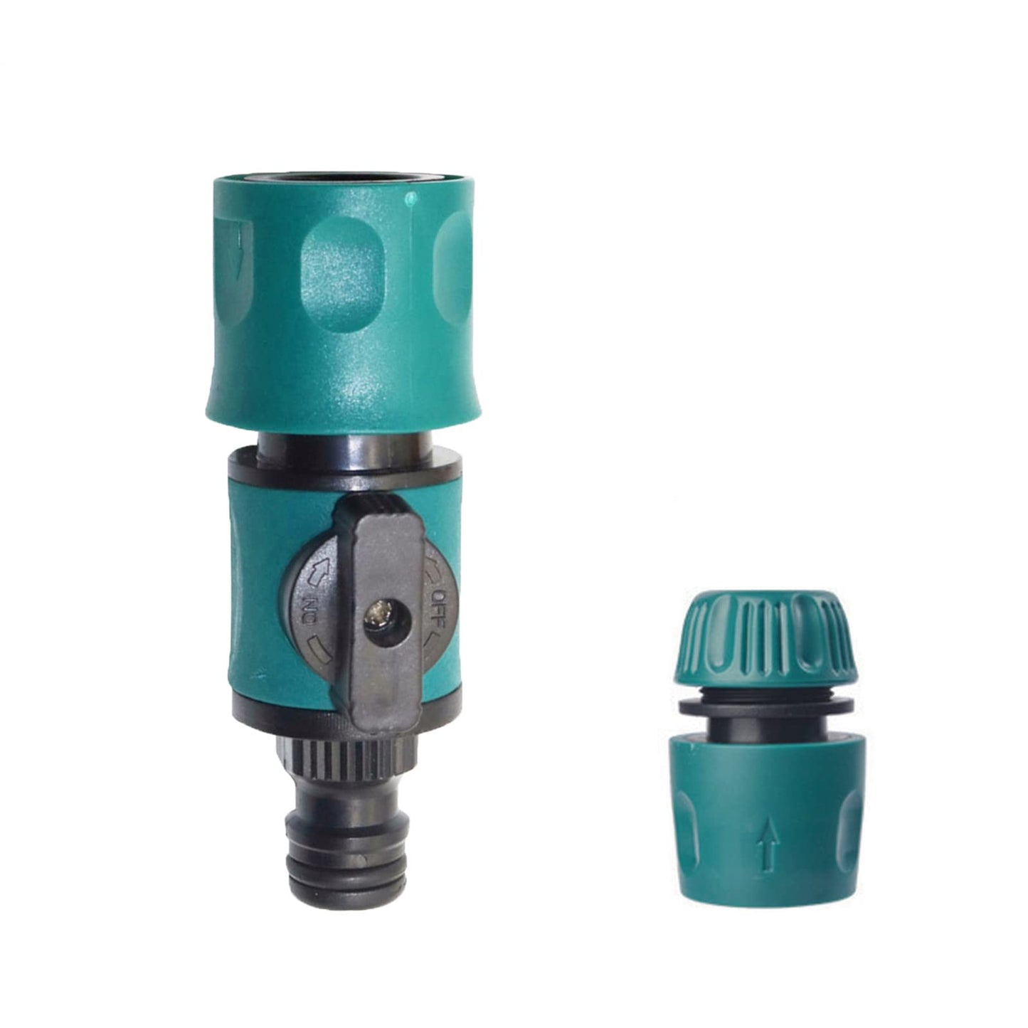 TOPWAYS Quick Release in Line Shut Off Valve for Join Garden Hose Pipe Tube, One Male and One Female Connector Valve Extender with Matching Hose End Quick Connectors