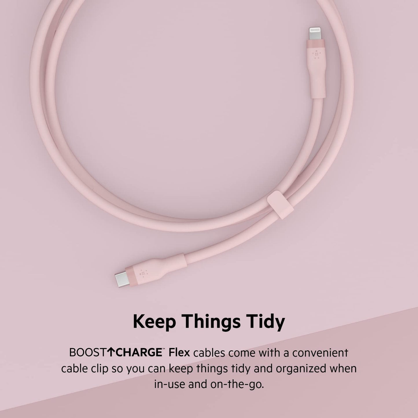 Belkin BoostCharge Flex Silicone USB Type C to Lightning Cable (1M/3.3FT), MFi Certified 20W Fast Charging PD Power Delivery for iPhone 14/14 Plus, 13, 12, Pro, Max, Mini, SE, iPad and More - Pink 1M