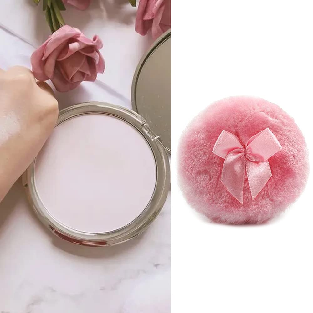 4 Pcs Fluffy Plush Powderpuff Soft Face Powder Puff Bowknot Dry Powder Puff for Face and Body Powder