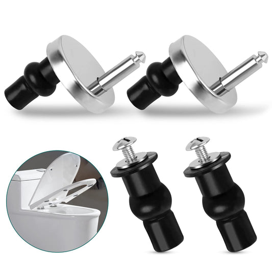 Toilet Seat Fittings, 2 Pack Toilet Seat Hinges with 2 Extra Screws, Stainless Steel Toilet Seat Screws with Expanding Rubber Screws, Stainless Steel Blinding Hole Fixing with 45mm Base