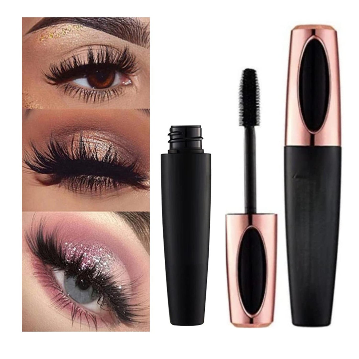 4D Mascara x2 GLAMZA Long Lash Silk Fibre Mascara for Longer, Thicker Lashes - Waterproof & Smudge Proof (Black)