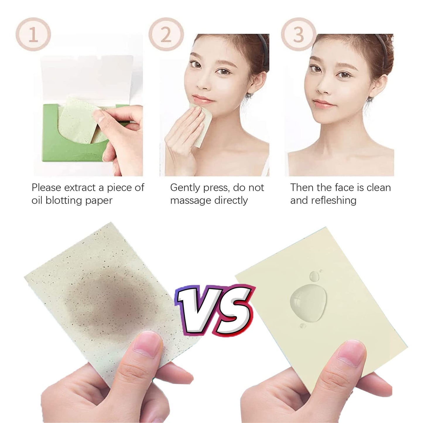 4 Packungen Gesichts-Löschpapier Grüntee Ölabsorbierende Blätter für Männer Frauen 400 Stück Gesichtsöl Blotting Paper, Gesicht Blotting-Papiere Face Oil Blotting Papers Öl-Löschpapier Green Tea