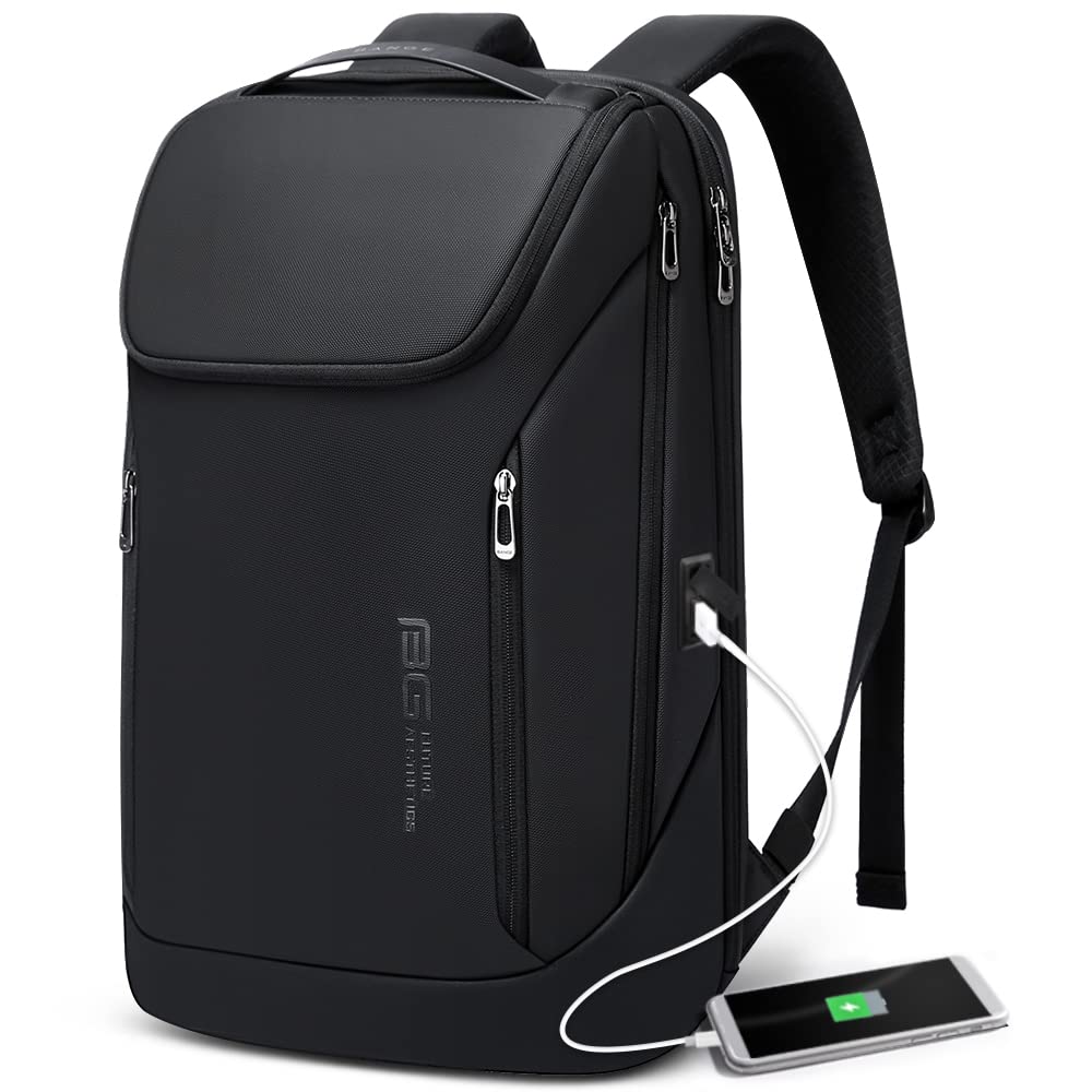 BANGE Backpack Business Smart Backpack Waterproof fit 15.6 Inch Laptop Backpack with USB Charging Port,Travel Durable Backpack M Black