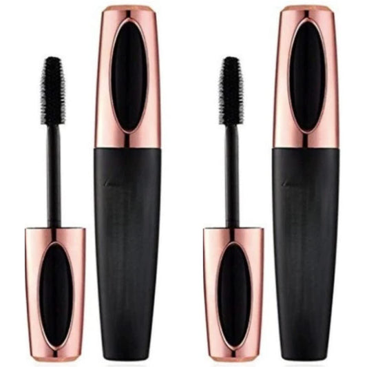 4D Mascara x2 GLAMZA Long Lash Silk Fibre Mascara for Longer, Thicker Lashes - Waterproof & Smudge Proof (Black)