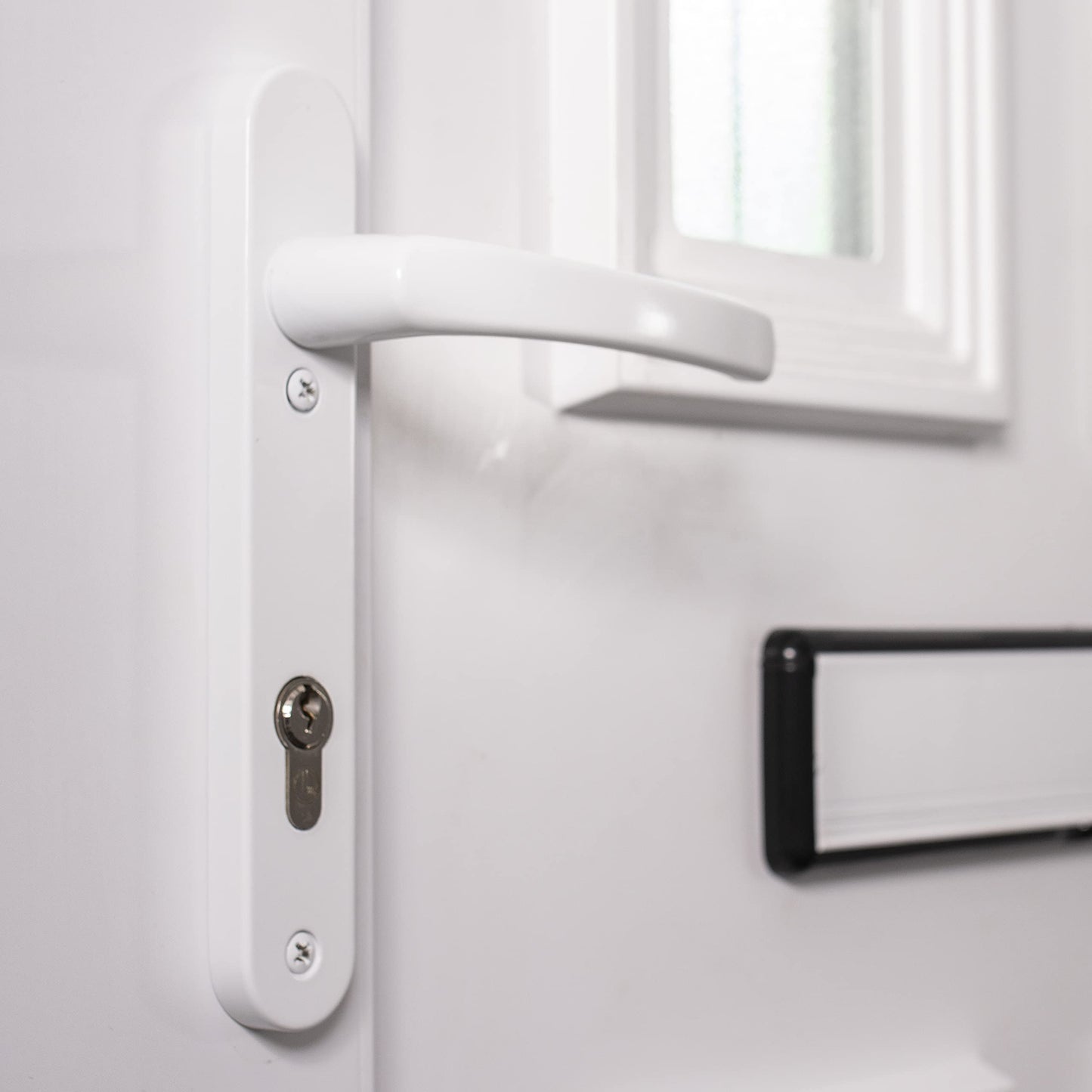 UPVC Door Handles Set - White - Lever/Lever - 92mm PZ (Centres) - 122mm Screw to Screw - Backplate 212mm X 34mm- White Replacement- PVC Door Handle