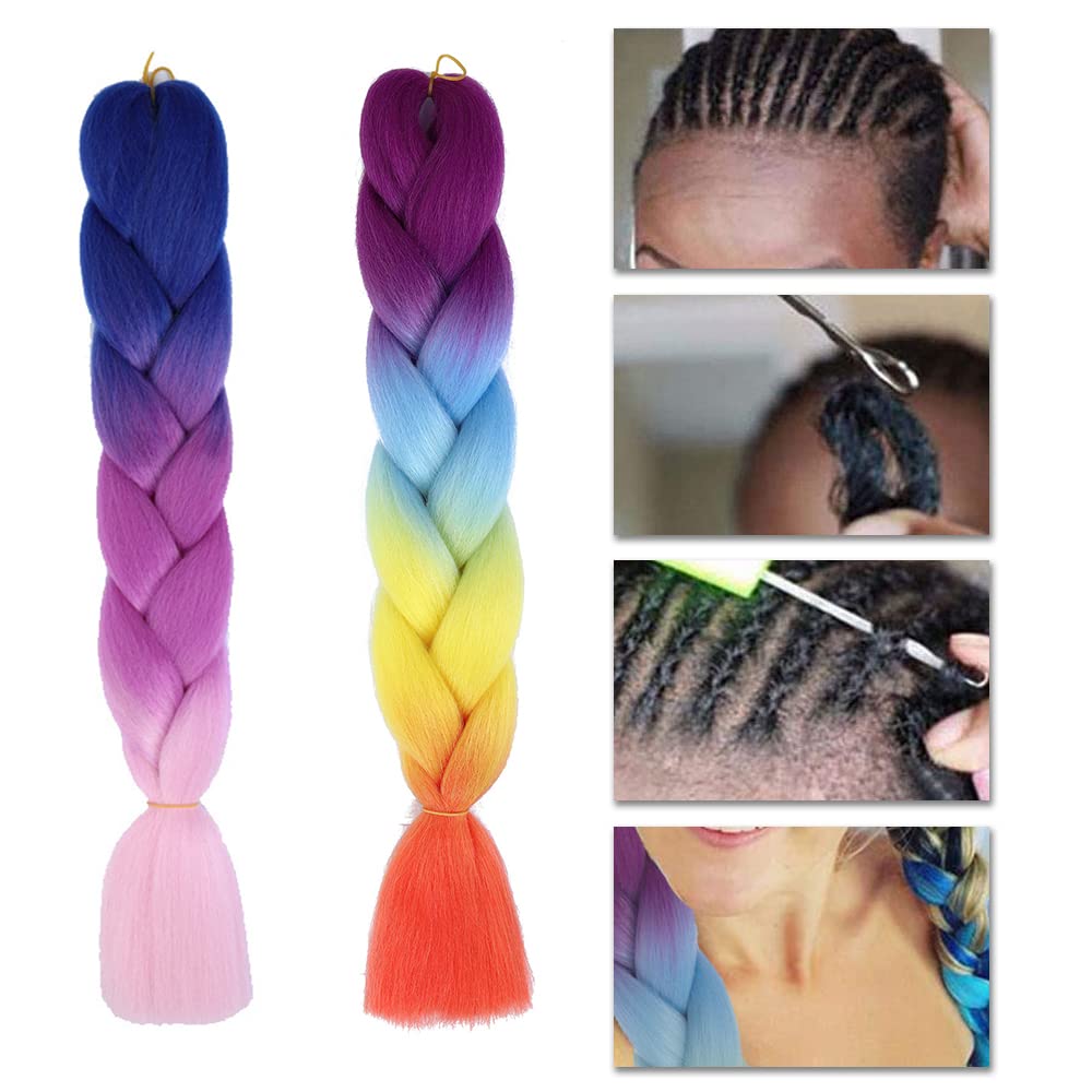 2 Pcs Braiding Hair Fashion Synthetic Braid Hair Extensions for Women Braiding （colour） purple 2 Count (Pack of 1)