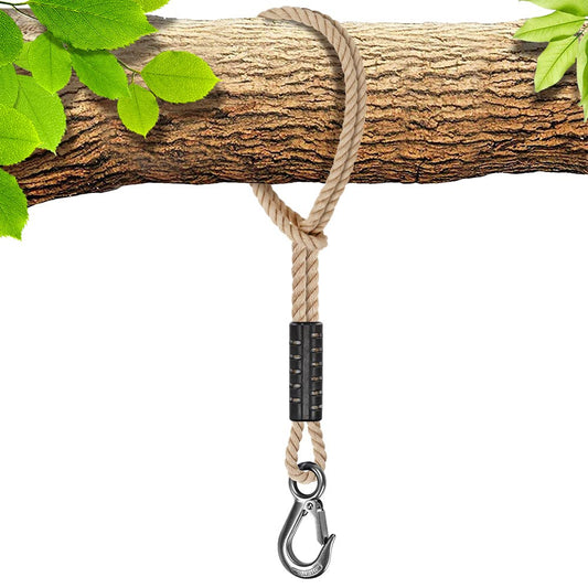 BeneLabel Tree Swing Rope, 50cm Hammock Strap Hanging Kit Beam Polyester Extension String (400lbs) with Hook for Hammock Chair Playground Set, up to 2500lbs, 10mm Diameter, Natural 0.5M Natural-1 Pack