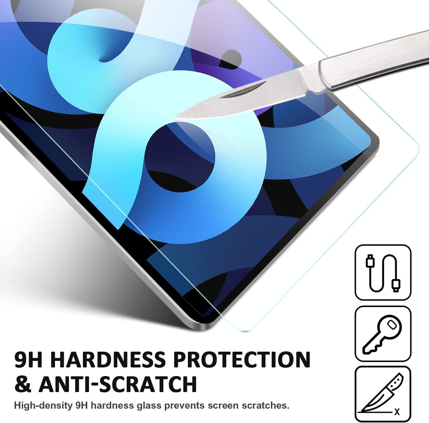 TOPESCT 2-Pack Screen Protector for Ipad Air 5th/4th Generation 10.9-Inch,Ipad Pro 11-inch,Tempered Glass Film,9H Hardness, Ultra Clear, Anti-Scratch