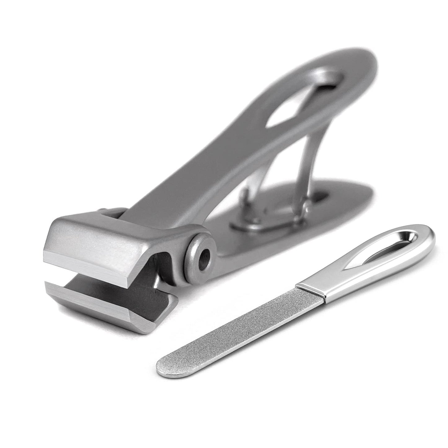 VOGARB Nail Clippers for Thick Nails Wide Jaw Opening Large Straight Blades Flat Edge Fingernail Toenail Cutter with Nail File Set for Men,Women,Adult,Seniors,Stainless Steel (Flat Edge-S)… Silver Flat