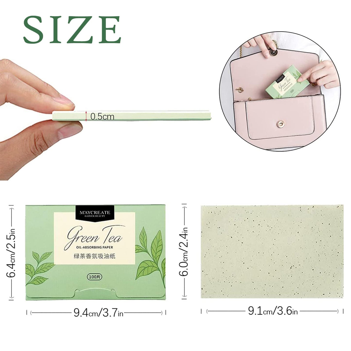 4 Packungen Gesichts-Löschpapier Grüntee Ölabsorbierende Blätter für Männer Frauen 400 Stück Gesichtsöl Blotting Paper, Gesicht Blotting-Papiere Face Oil Blotting Papers Öl-Löschpapier Green Tea