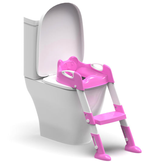 ZENO Potty Training Toilet Seat | Toddler Toilet Seat | Potty Training Seat | Toilet Steps for Toddlers | Kids Toilet Seat | Toilet Training Seats | Non Slip & Comfortable | Foldable Design | Pink