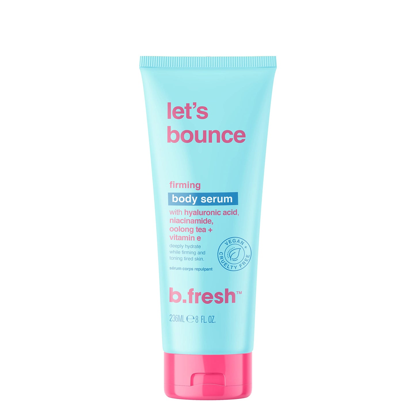 b.fresh Daily Moisturizing Body Lotion for Tired Skin | Let's Bounce Firming Body Serum - Plump Up, Firm & Hydrate Tired Skin with Hyaluronic Acid, Niacinamide, Oolong Tea + Vitamin E, 8 Fl Oz let's bounce body serum