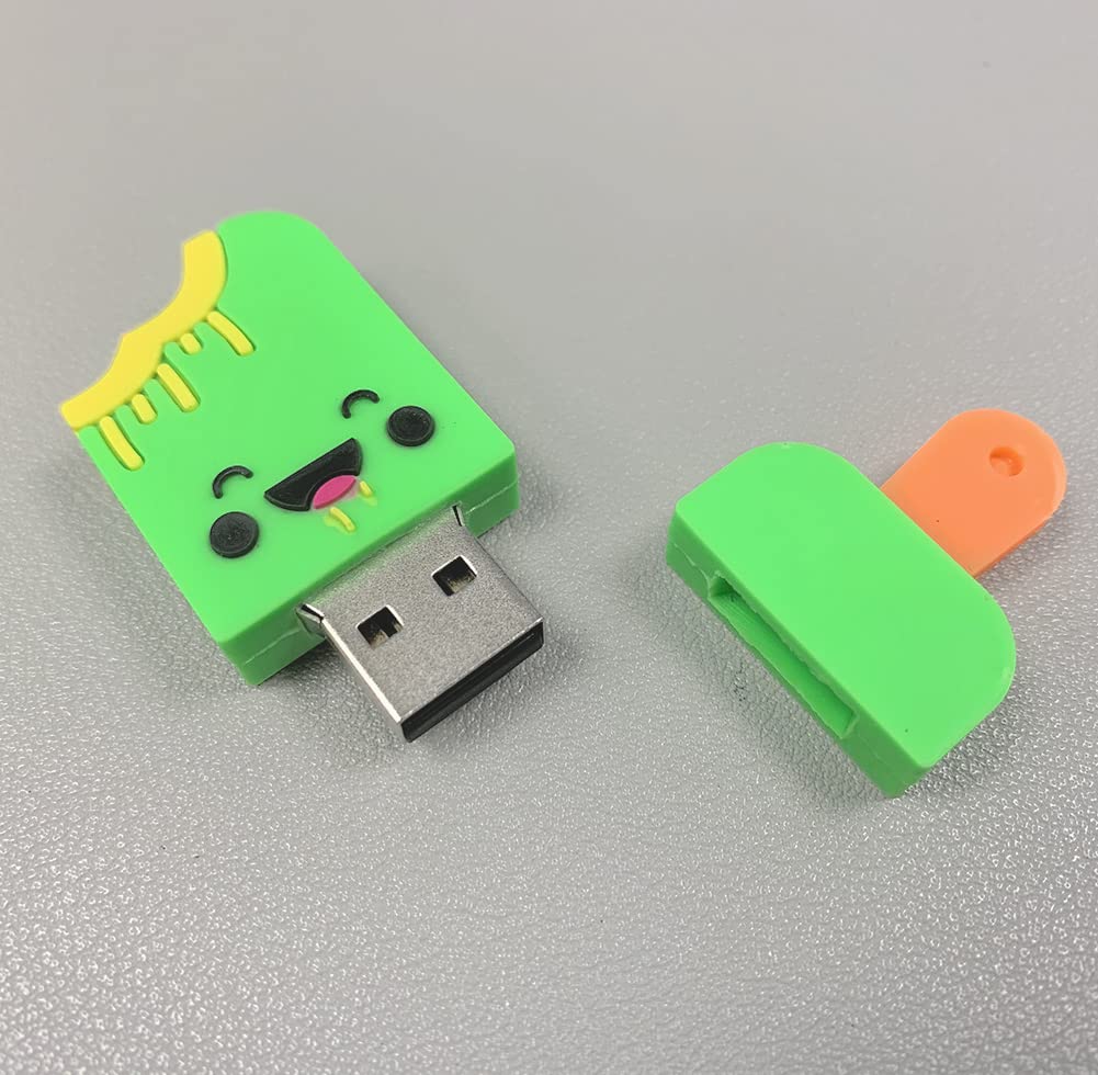 USB Flash Drive Pack of 3 Pcs (32GB x 3), BorlterClamp Cute Popsicle-Shaped Memory Stick Novelty USB Drive Pendrive 32GB x 3 Popsicle-shaped